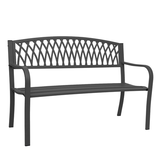 Tuinbank MCW-F45, parkzitbank, 2-zits staal met poedercoating ~ zwart
