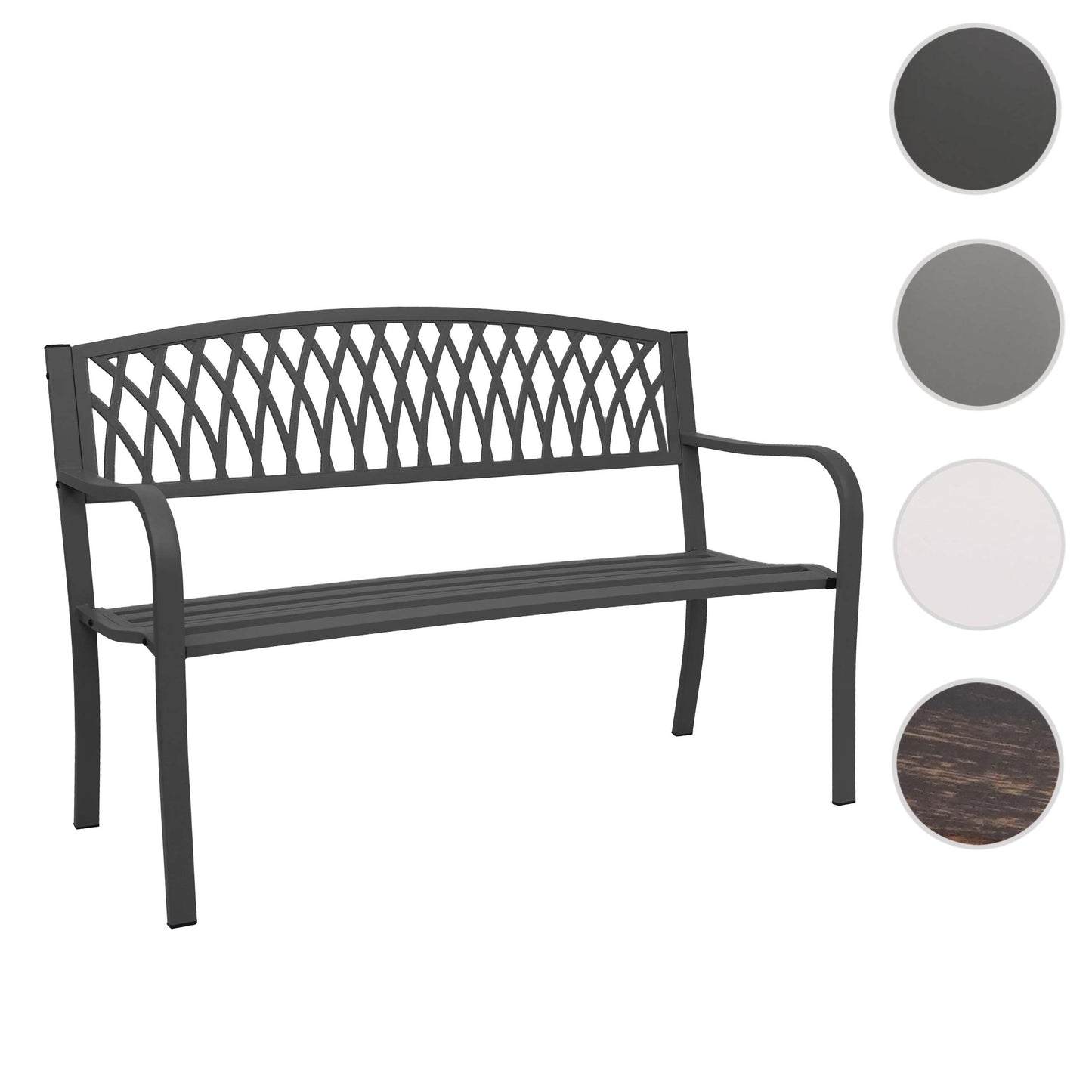 Tuinbank MCW-F45, parkzitbank, 2-zits staal met poedercoating ~ zwart