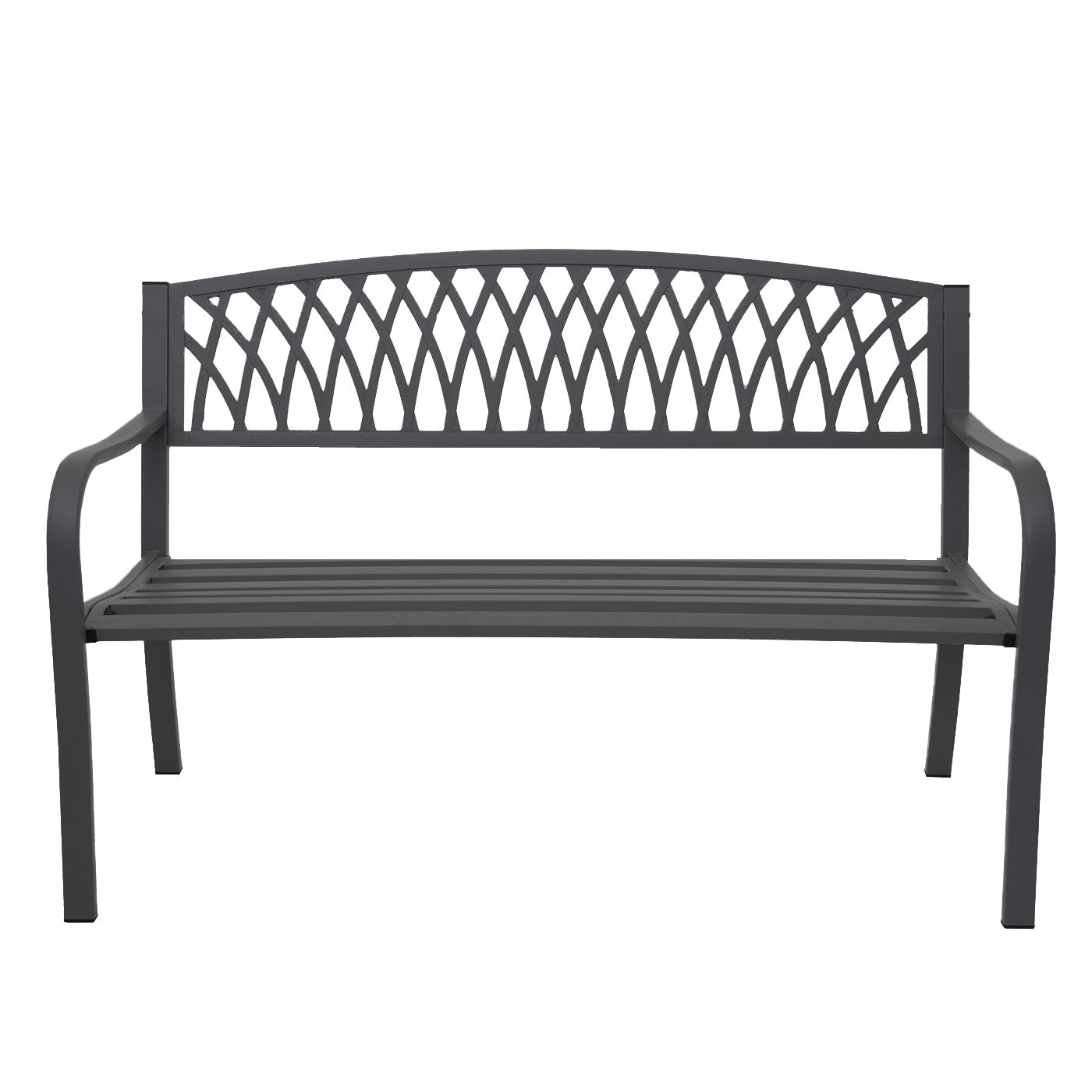 Tuinbank MCW-F45, parkzitbank, 2-zits staal met poedercoating ~ zwart