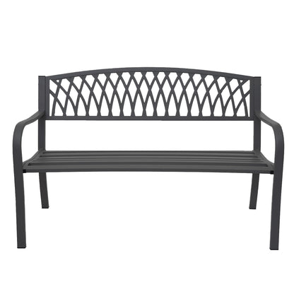 Tuinbank MCW-F45, parkzitbank, 2-zits staal met poedercoating ~ zwart
