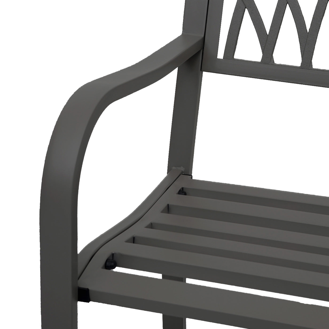 Tuinbank MCW-F45, parkzitbank, 2-zits staal met poedercoating ~ zwart
