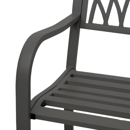 Tuinbank MCW-F45, parkzitbank, 2-zits staal met poedercoating ~ zwart