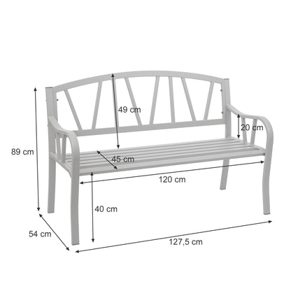 Tuinbank MCW-F53, parkzitbank, 2-zits staal met poedercoating ~ grijs