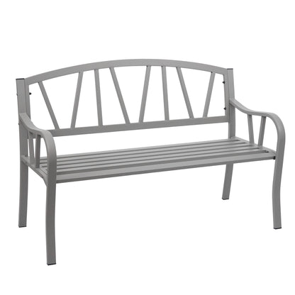 Tuinbank MCW-F53, parkzitbank, 2-zits staal met poedercoating ~ grijs