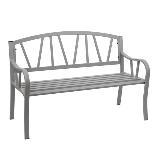 Tuinbank MCW-F53, parkzitbank, 2-zits staal met poedercoating ~ grijs