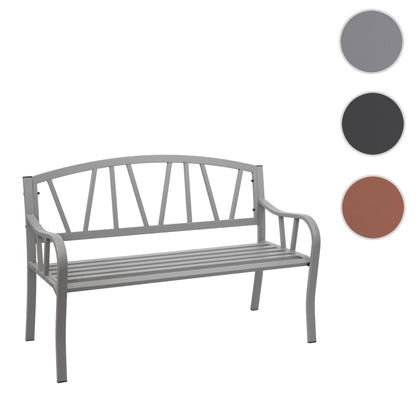 Tuinbank MCW-F53, parkzitbank, 2-zits staal met poedercoating ~ grijs