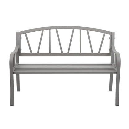Tuinbank MCW-F53, parkzitbank, 2-zits staal met poedercoating ~ grijs
