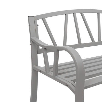 Tuinbank MCW-F53, parkzitbank, 2-zits staal met poedercoating ~ grijs