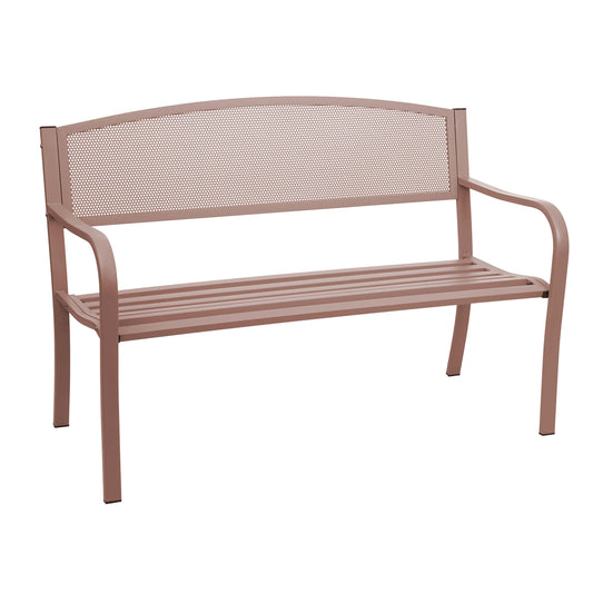 Tuinbank MCW-F52, parkbank, 2-zits gepoedercoat staal ~ bruin