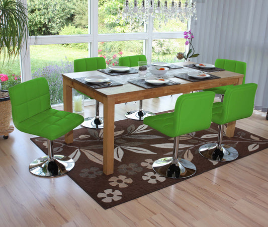 Set van 6 eetkamerstoelen Bureaustoel Stoel Kavala kunstleer chroom ~ groen