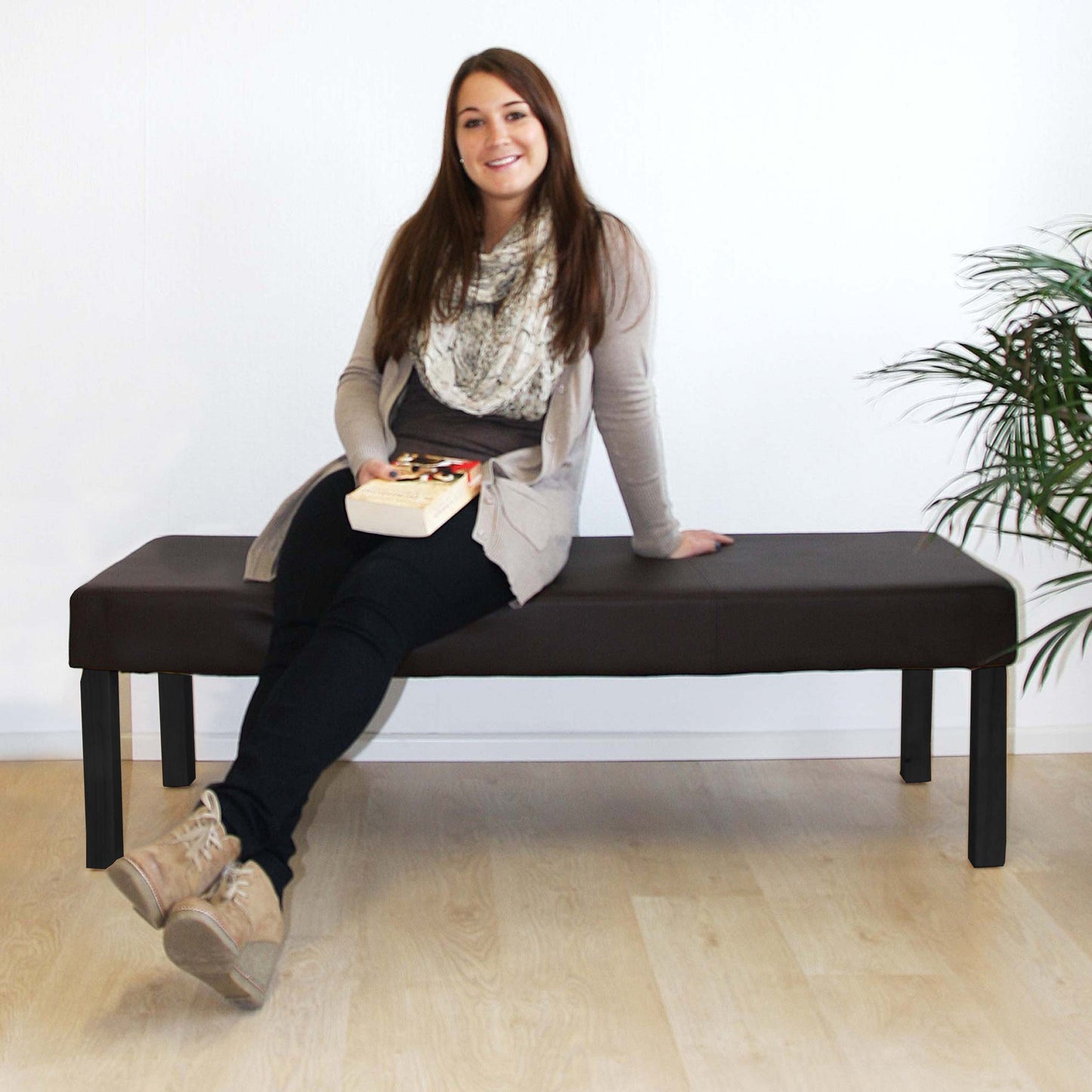 Bank Gestoffeerde bank Bank M37 kunstleer ~ 120x43x49 cm bruin, donkere poten