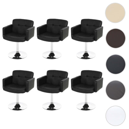 Set van 6 eetkamerstoelen Orlando, bureaustoel keuken, kunstleer chroom MVG-gecertificeerd ~ zwart