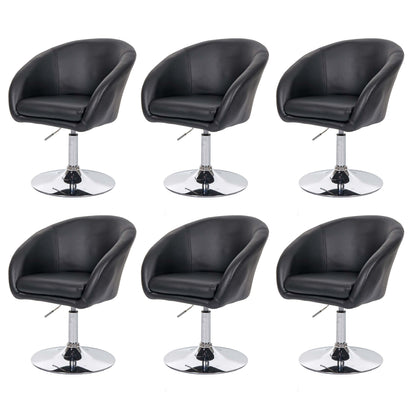 Set van 6 eetkamerstoelen MCW-F19, keukenstoel bureaustoel loungestoel, in hoogte verstelbaar ~ kunstleer zwart