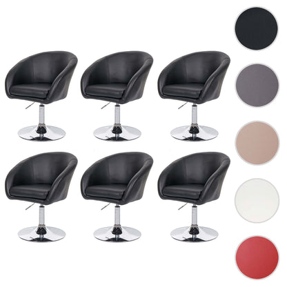 Set van 6 eetkamerstoelen MCW-F19, keukenstoel bureaustoel loungestoel, in hoogte verstelbaar ~ kunstleer zwart