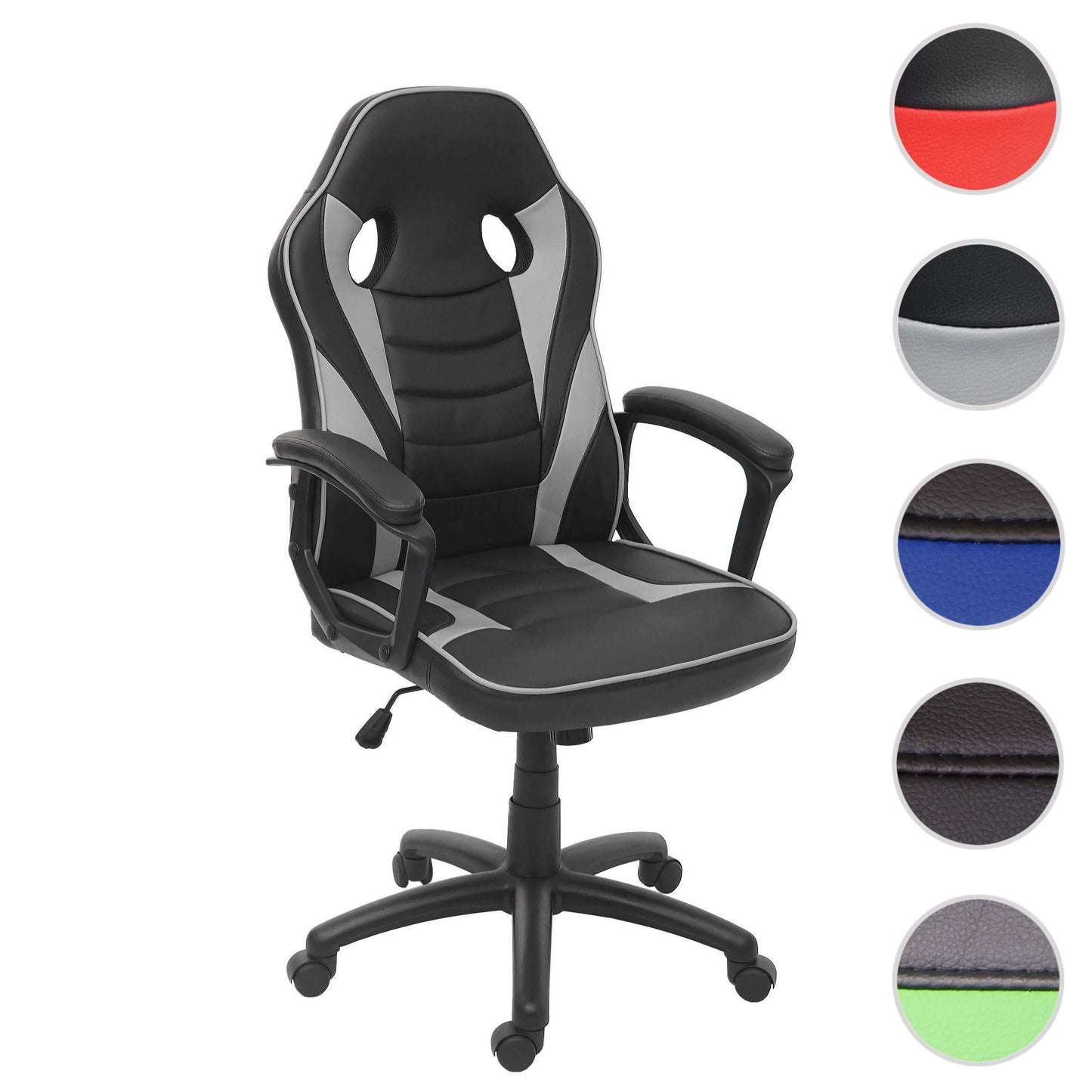 Bureaustoel MCW-F59, bureaustoel bureaustoel gamestoel, kunstleer ~ zwart/grijs