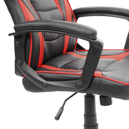 Bureaustoel MCW-F59, bureaustoel bureaustoel racestoel gamestoel, kunstleer ~ zwart/rood