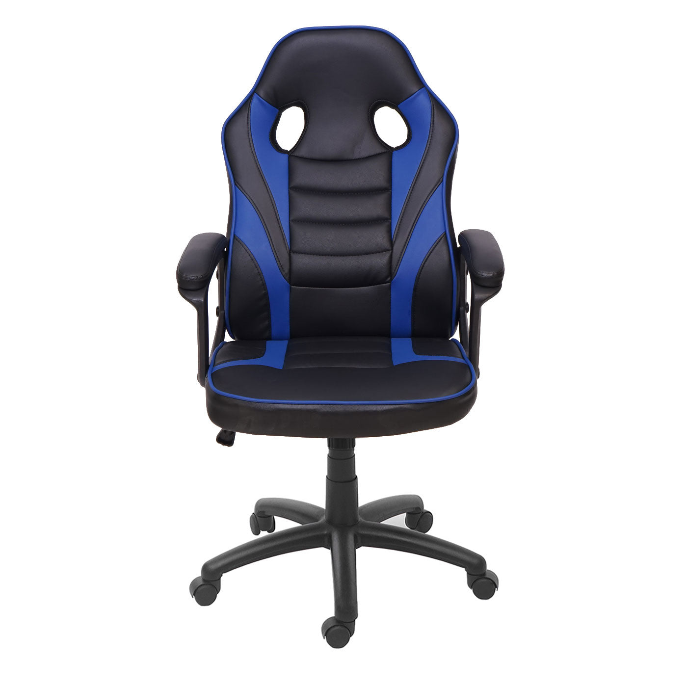 Bureaustoel MCW-F59, bureaustoel bureaustoel racestoel gamestoel, kunstleer ~ zwart/blauw