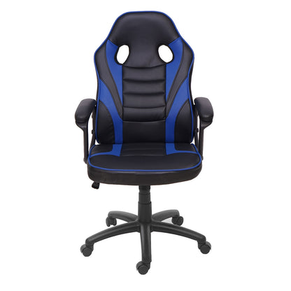 Bureaustoel MCW-F59, bureaustoel bureaustoel racestoel gamestoel, kunstleer ~ zwart/blauw