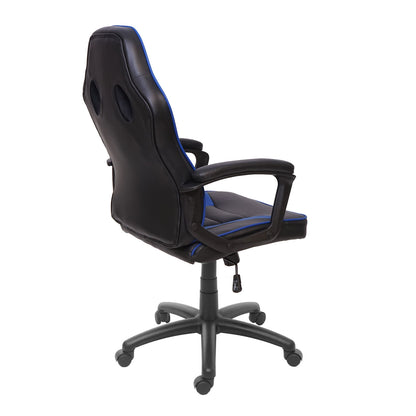 Bureaustoel MCW-F59, bureaustoel bureaustoel racestoel gamestoel, kunstleer ~ zwart/blauw