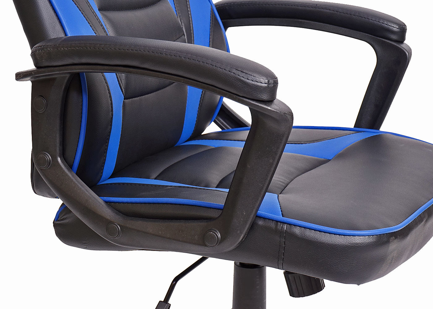 Bureaustoel MCW-F59, bureaustoel bureaustoel racestoel gamestoel, kunstleer ~ zwart/blauw