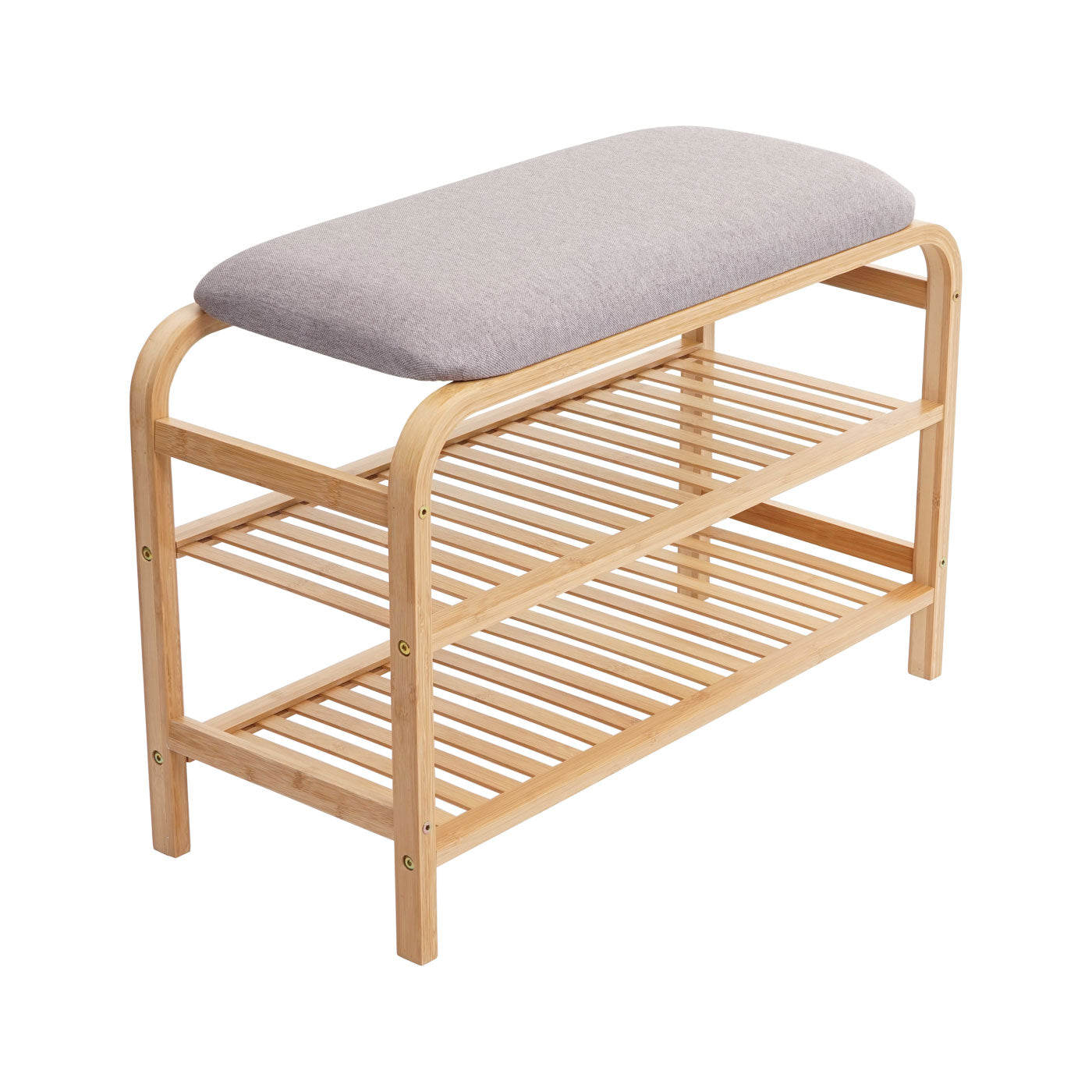Schoenenrek MCW-F72, gestoffeerde bank schoenenrek schoenenkast, opbergvak bamboe 50x70x30cm