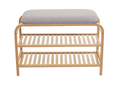 Schoenenrek MCW-F72, gestoffeerde bank schoenenrek schoenenkast, opbergvak bamboe 50x70x30cm