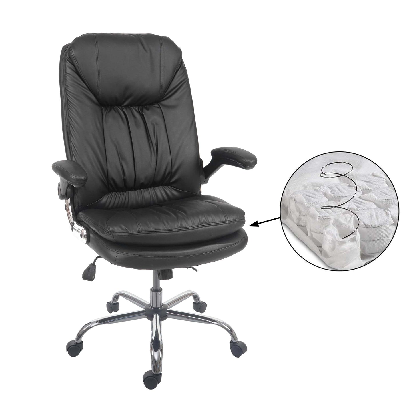 Bureaustoel MCW-F81, bureaustoel directiedraaistoel, kunstleder met veerkern ~ zwart