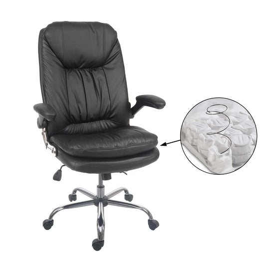 Bureaustoel MCW-F81, bureaustoel directiedraaistoel, kunstleder met veerkern ~ zwart