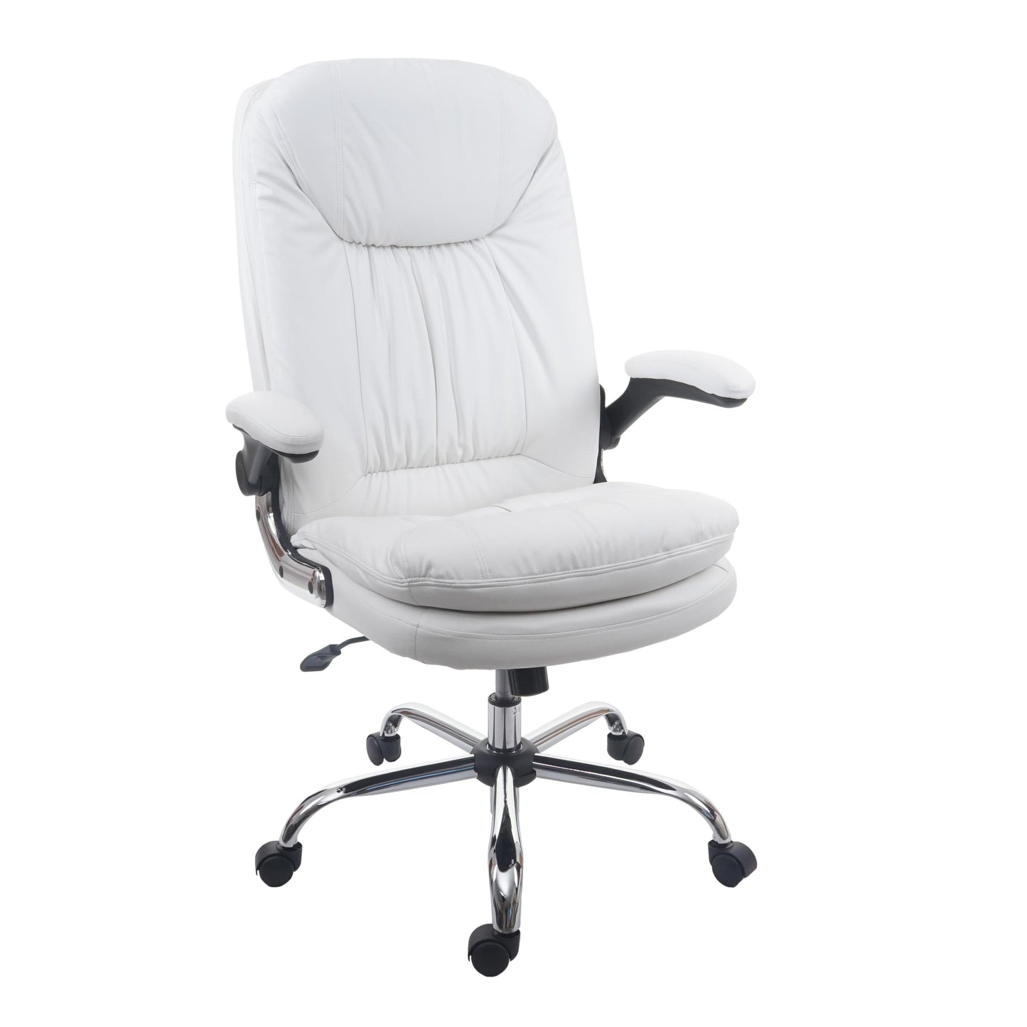 Bureaustoel MCW-F81, bureaustoel directiedraaistoel, kunstleder met veerkern ~ wit