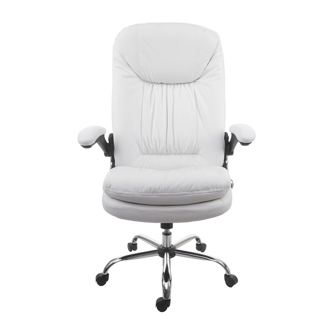 Bureaustoel MCW-F81, bureaustoel directiedraaistoel, kunstleder met veerkern ~ wit