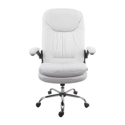 Bureaustoel MCW-F81, bureaustoel directiedraaistoel, kunstleder met veerkern ~ wit
