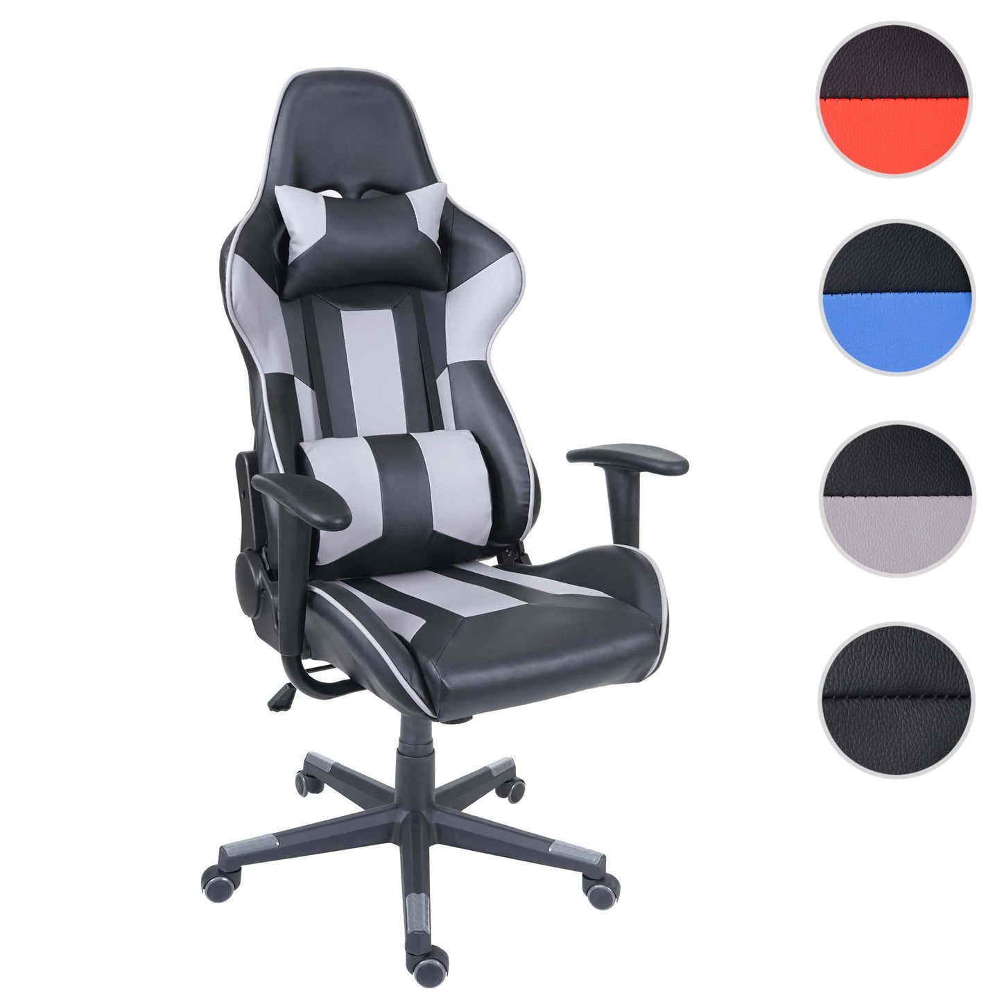 Bureaustoel MCW-F84, bureaustoel gamestoel directiedraaistoel, kunstleer ~ zwart/grijs