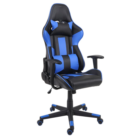 Bureaustoel MCW-F84, bureaustoel gamestoel directiedraaistoel, kunstleer ~ zwart/blauw