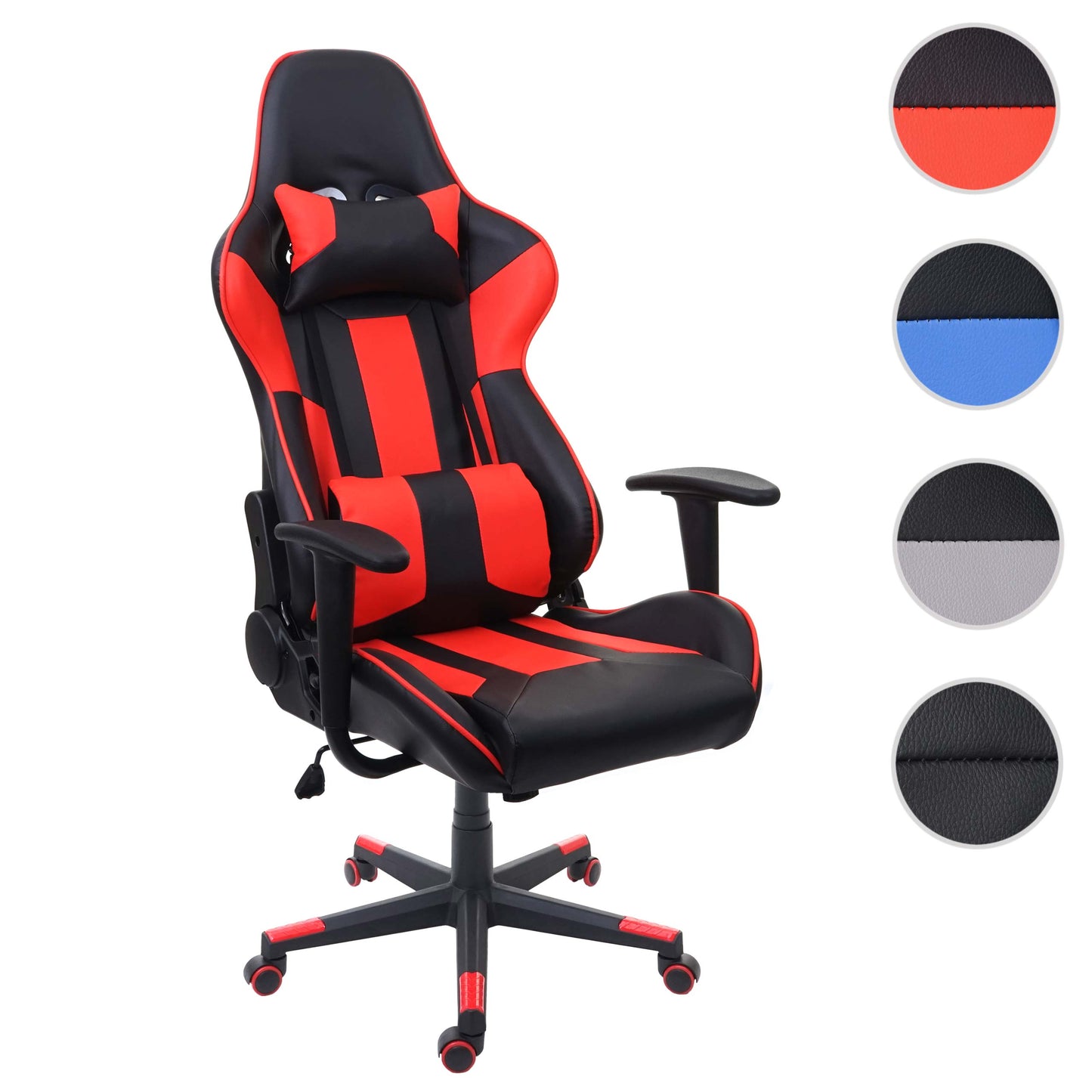 Bureaustoel MCW-F84, bureaustoel gamestoel directiedraaistoel, kunstleer ~ zwart/rood