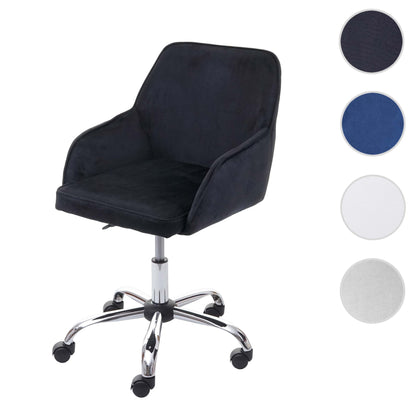 Bureaustoel MCW-F82, bureaustoel directiedraaistoel, retro design fluweel ~ zwart