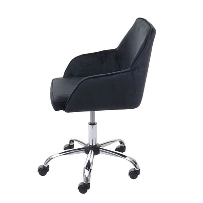 Bureaustoel MCW-F82, bureaustoel directiedraaistoel, retro design fluweel ~ zwart