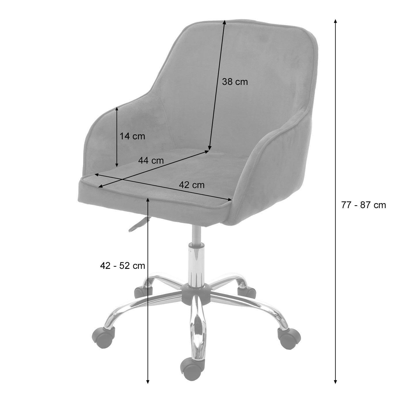 Bureaustoel MCW-F82, bureaustoel directiedraaistoel, retro design fluweel ~ zwart
