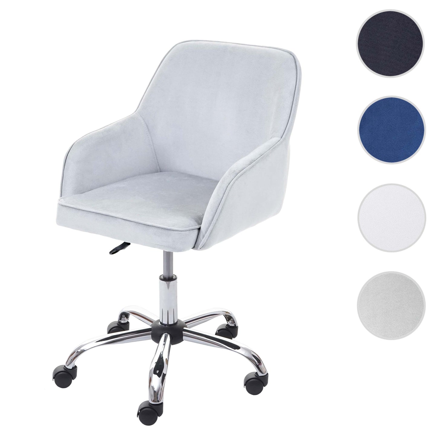 Bureaustoel MCW-F82, bureaustoel directiedraaistoel, retro design fluweel ~ grijs