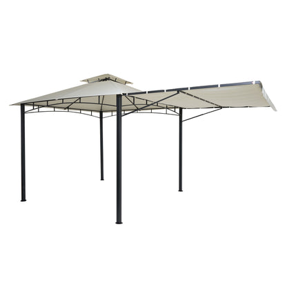 Pergola MCW-F94, tuinpaviljoen, stalen beweegbare zijwand 2,5x2,5m ~ crème-beige