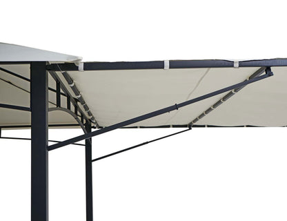 Pergola MCW-F94, tuinpaviljoen, stalen beweegbare zijwand 2,5x2,5m ~ crème-beige