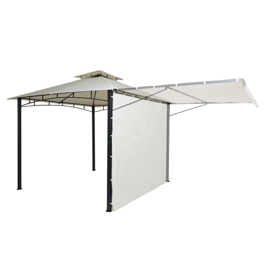 Pergola MCW-F94, tuinpaviljoen, stalen beweegbare zijwand 2,5x2,5m ~ crème-beige