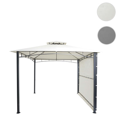 Pergola MCW-F94, tuinpaviljoen, stalen beweegbare zijwand 2,5x2,5m ~ crème-beige
