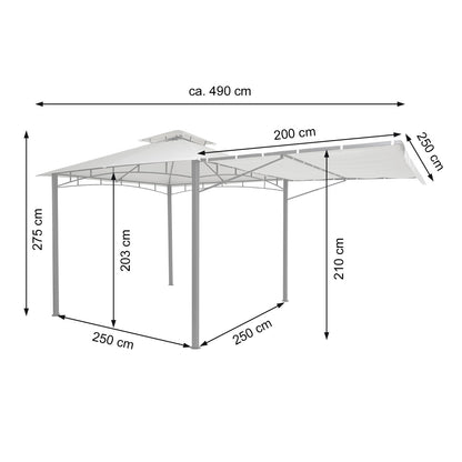 Pergola MCW-F94, tuinpaviljoen, stalen beweegbare zijwand 2,5x2,5m ~ grijs