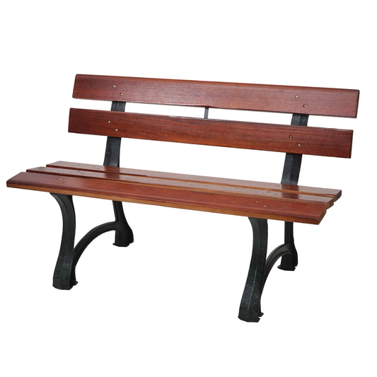 Tuinbank MCW-F96, parkbank houten bank, gietijzer ~ 2-zits 125cm bruin