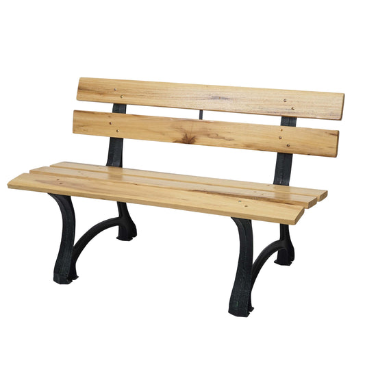 Tuinbank MCW-F96, parkbank houten bank, gietijzer ~ 2-zits 125cm lichtbruin