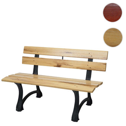Tuinbank MCW-F96, parkbank houten bank, gietijzer ~ 2-zits 125cm lichtbruin