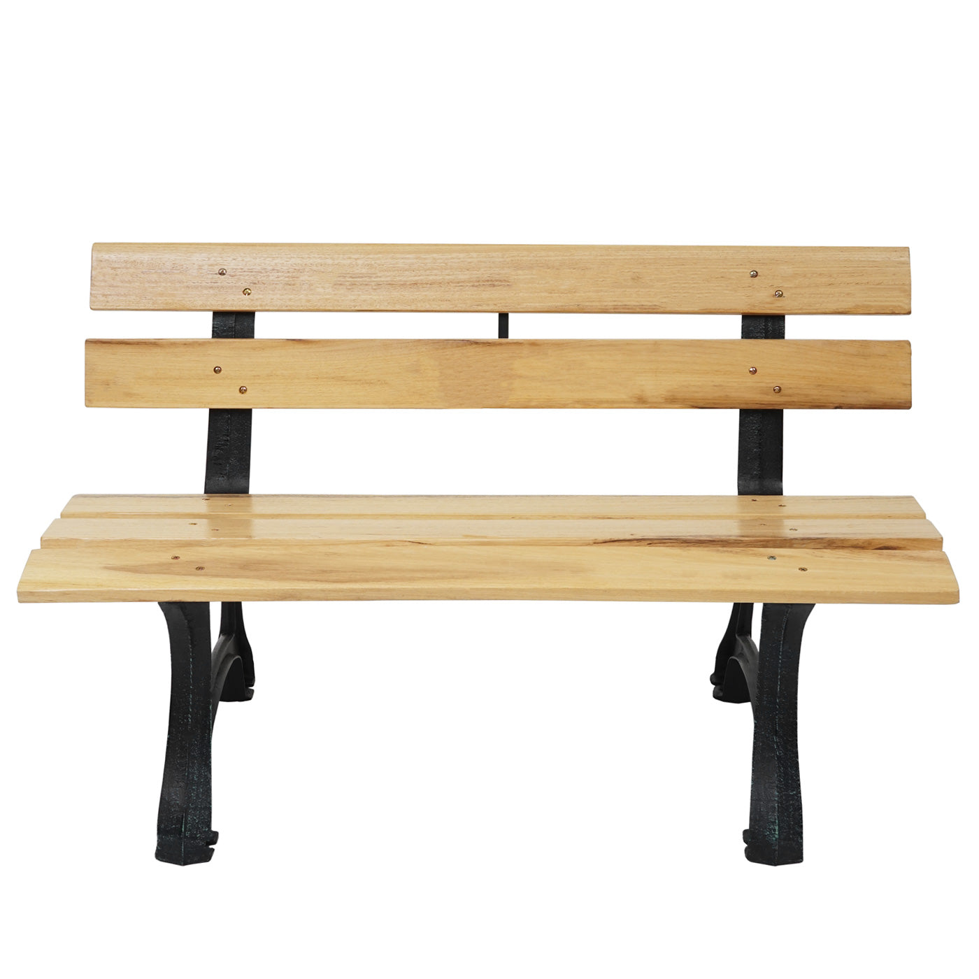 Tuinbank MCW-F96, parkbank houten bank, gietijzer ~ 2-zits 125cm lichtbruin
