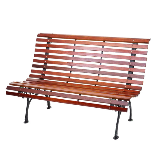 Tuinbank MCW-F97, parkbank houten bank, 2-zits gietijzer hout 122cm 22kg ~ bruin
