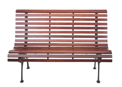 Tuinbank MCW-F97, parkbank houten bank, 2-zits gietijzer hout 122cm 22kg ~ bruin