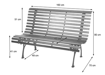 Tuinbank MCW-F97, parkbank houten bank, 3-zits gietijzer hout 160cm 26kg ~ lichtbruin